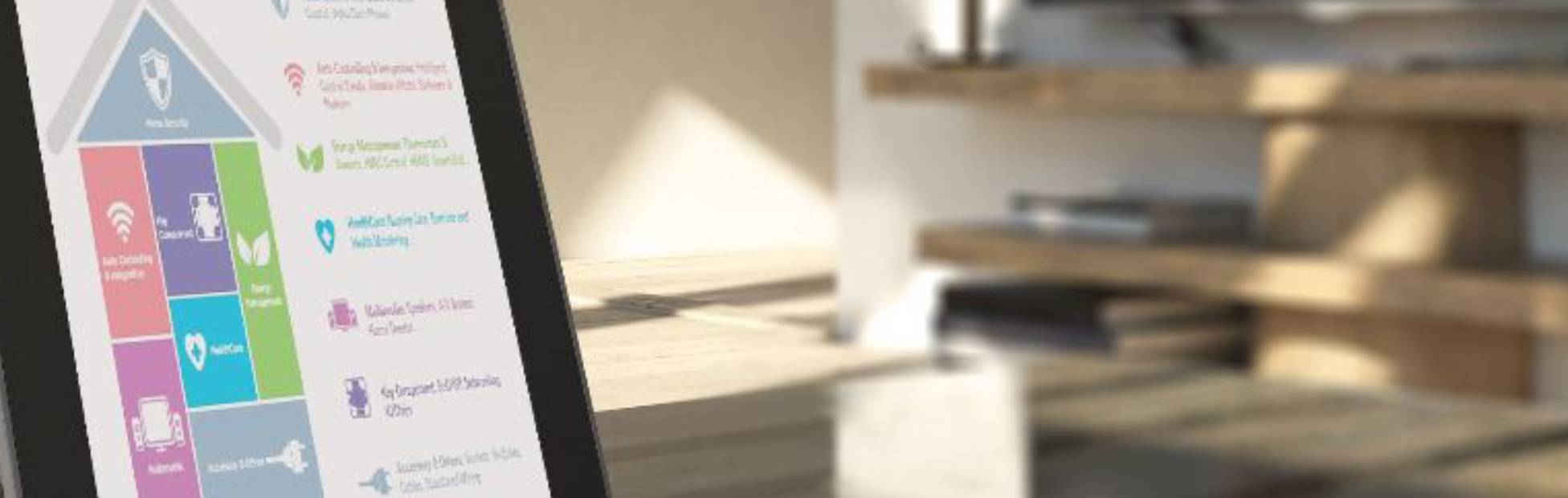 Smart home control on table in living room